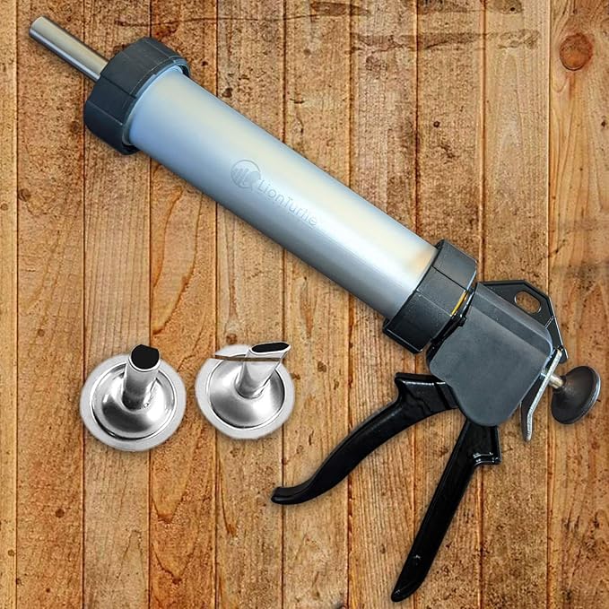Pro level Jerky gun+ by LionTurtle Trading- DIY bulk sausage stuffer, vegan meat sticks maker, hunting accessory gifts for men- essential stainless steel meat press kit