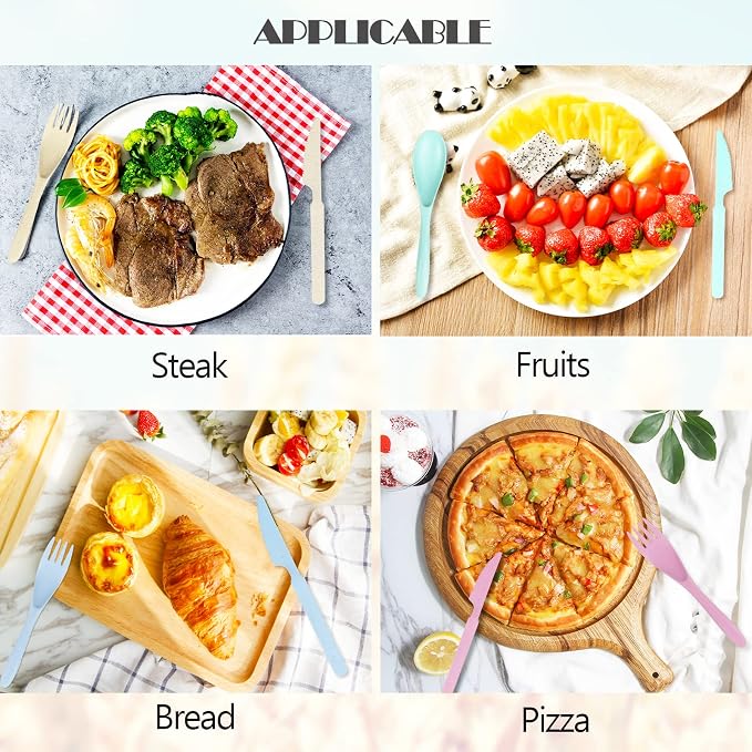 YDYTOP Reusable Travel Utensils Set with Case, Beige Wheat Straw Portable Knife Fork Spoons Tableware, Eco-Friendly BPA Free Cutlery for Kids and Adults as Travel Picnic Camping Utensils