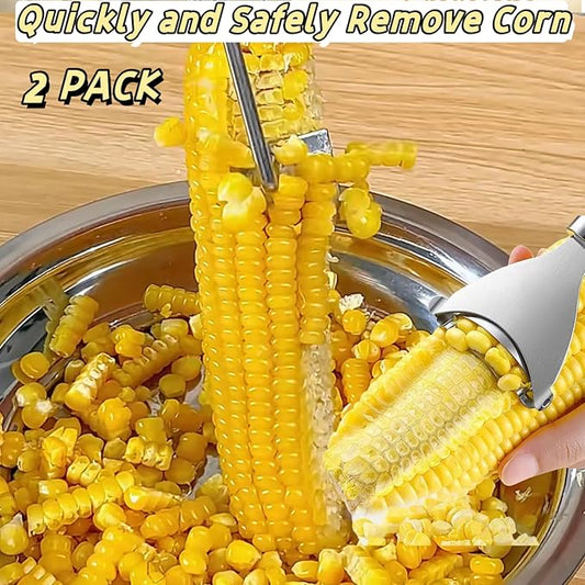 Corn Peeler 2PCS Stainless Steel Corn Peeler and Stripper Tool Set 2025 Corn Planer Cutter Thresher Scraper,Peel Corn Cob Separator Quick