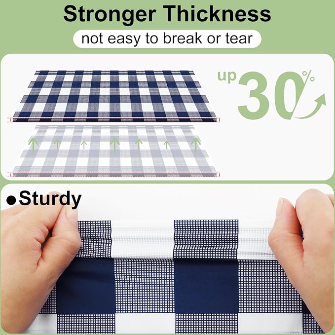 4 Packs Buffalo Disposable Table Cloth, 54 x 108 Inch Waterproof Plastic Tablecloth, Rectangle Navy and White Checkered Table Covers for Picnic, Birthday, Party, Back to School