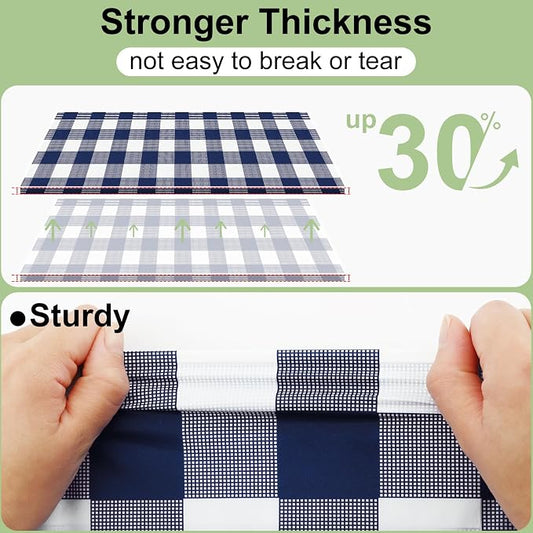 4 Packs Buffalo Disposable Table Cloth, 54 x 108 Inch Waterproof Plastic Tablecloth, Rectangle Navy and White Checkered Table Covers for Picnic, Birthday, Party, Back to School