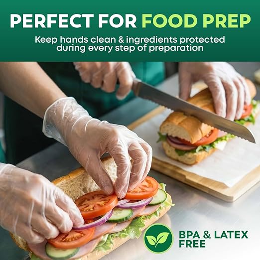 Keppi 600 Pack Disposable Gloves Medium – Clear HDPE Plastic, Food Safe, Latex-Free, BPA-Free – Single-Use for Cooking, Food Prep, Cleaning & Serving
