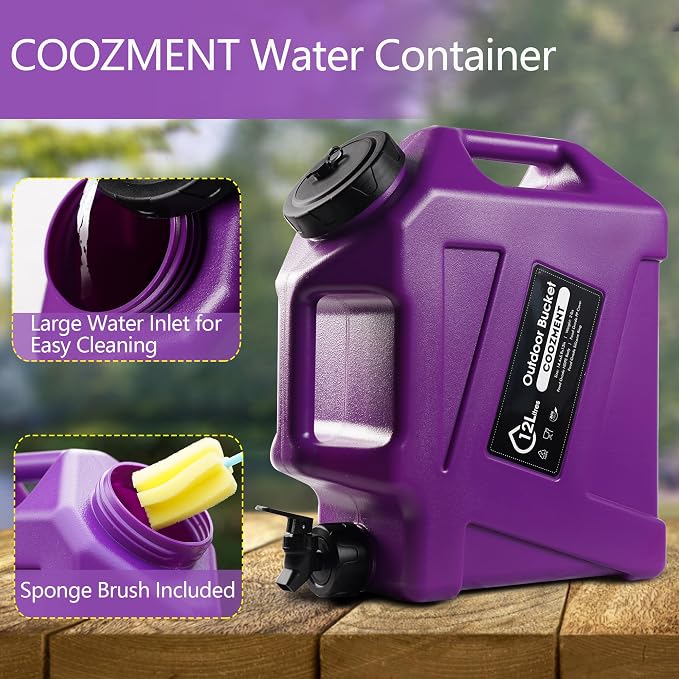 COOZMENT 3.2 Gallon/5 Gallon Water Containers with Spigot, BPA Free Water Jug, Military Green Water Tank, Multifunction Water Storage Containers for Camping Outdoor Hiking,Emergency Storage