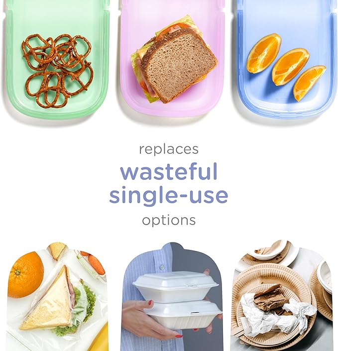 Ubbi Platemate Reusable Silicone Storage Bag, Sugar Snap Green | Opens Flat as Placemat, Dishwasher & Freezer-Safe, Lunch Container, Leakproof Sandwich & Snack Bag, Easy to Clean, BPA-Free