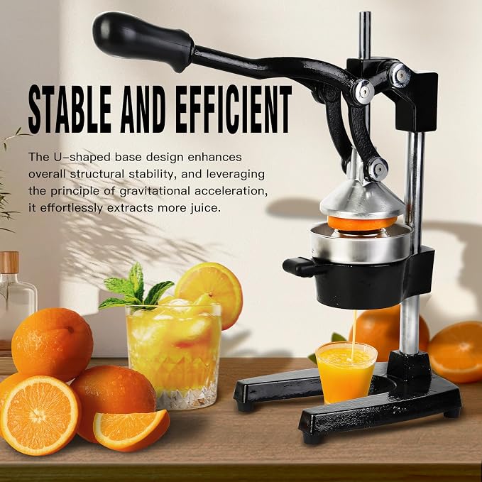 Cast Iron Juicer – Heavy Duty Manual Citrus Juicer, Professional Orange Press, Stainless Steel Lemon Squeezer & Lime Juice Extractor