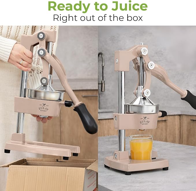 Zulay Kitchen Cast Iron Juicer - Heavy Duty Manual Juicer with Detachable Strainers for Easy Cleaning, Orange Juice Press for Citrus Fruits, Perfect for Bartenders, Juice Lovers & Health Enthusiasts