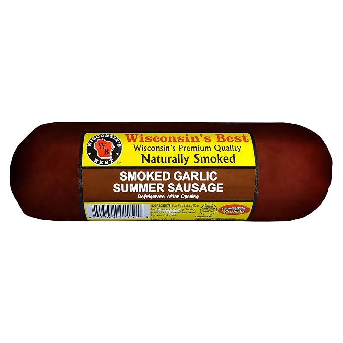 Wisconsin’s Best Summer Sausage Gift Box – Naturally Smoked Sausage 3 Flavor Assortment (Original, Jalapeño Cheddar & Garlic) – Made in Wisconsin – Charcuterie Board Gift Set – 12 oz Each