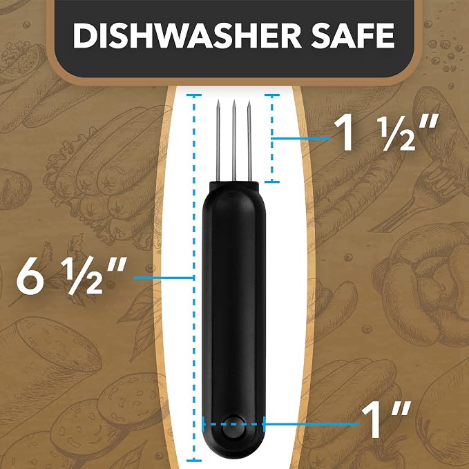 IMPRESA Extra Long Sausage Pricker Tool - Burst Prevention & Sausage Casing Pricker - Comfort Grip & Meat Tenderizer - Pack of 2, 6.5 x 1 in