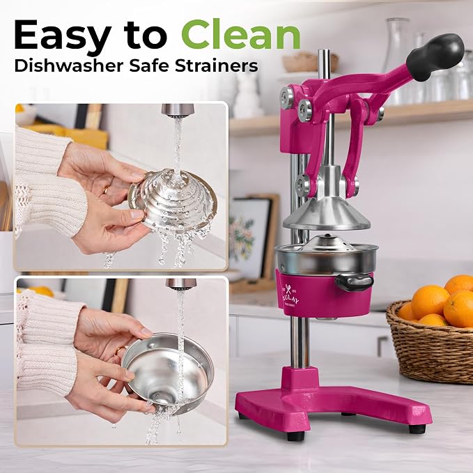 Zulay Kitchen Cast Iron Juicer - Heavy Duty Manual Juicer with Detachable Strainers for Easy Cleaning, Orange Juice Press for Citrus Fruits, Perfect for Bartenders, Juice Lovers & Health Enthusiasts
