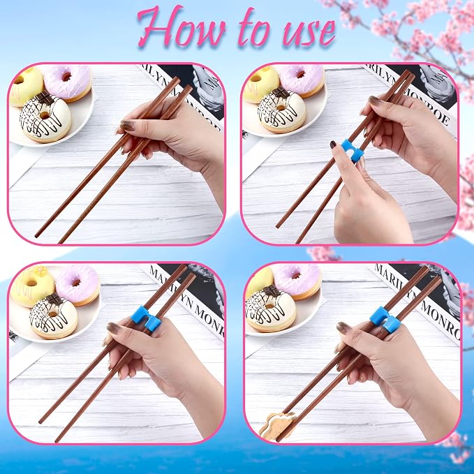 5 Pairs Reusable Chopsticks Helpers Training Chopstick for Beginner Replaceable Practice Chopsticks Non-slip Training Chopstick for Adults Learner(Wood,Khaki)