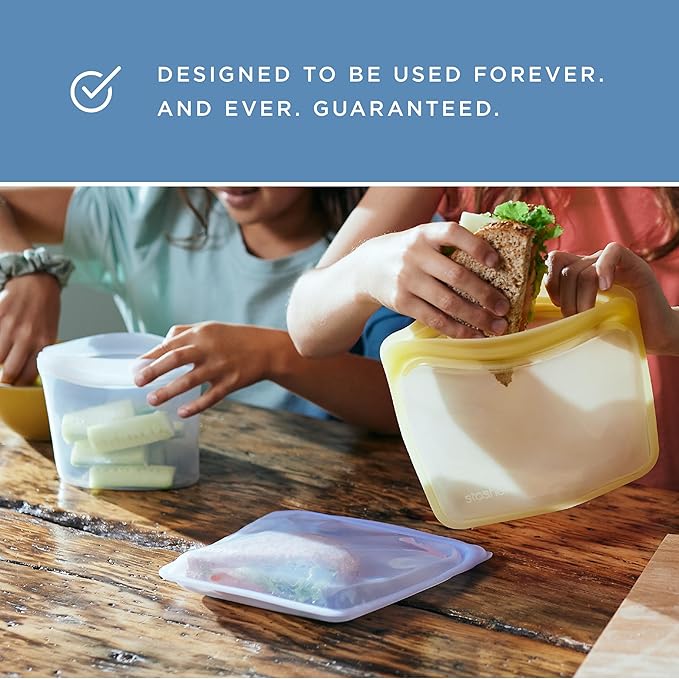 Stasher Premium Silicone Reusable Food Storage Bags, 6-Pack, Starter Kit, Sea Spray, Multi-Use Food Storage Bags, Lunch Bag, Travel Containers, BPA Free, Leak-free, Dishwasher-Safe, Eco-friendly