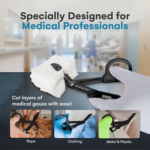 Trauma Shears - 7.5 Inch Green Medical Shears with Quality Stainless Steel, Non-Stick Fluoride-Coated Blades, High-Impact Handles - 2 Pack EMT Nurse Scissors (Black/Green)