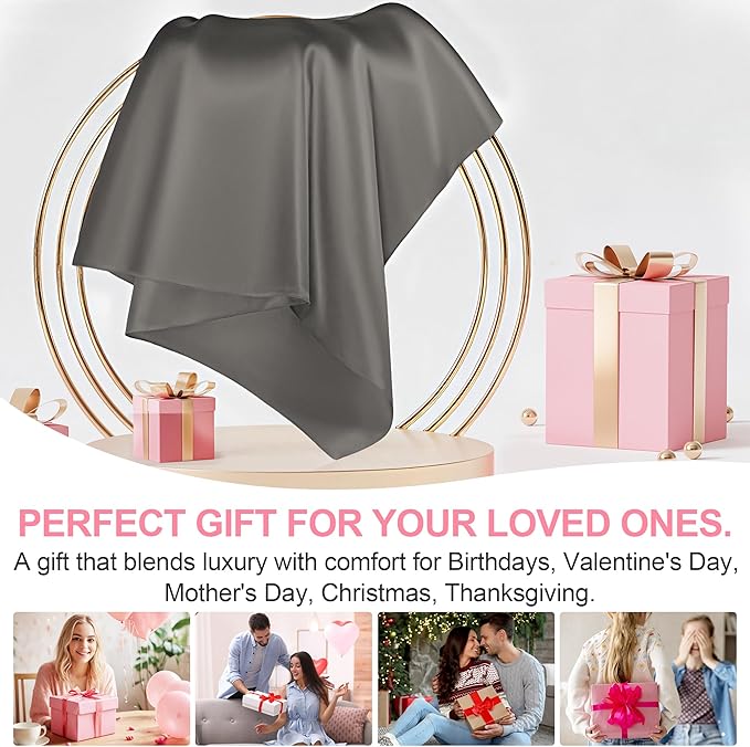 Mulberry Silk Pillow Cases 2 Pack Queen Size 20x30 Inches with Hidden Zipper, Ultra Smooth and Soft Breathable Cooling Silk Satin Pillowcase Set of 2, Better for Hair and Skin, Gifts for Women Men