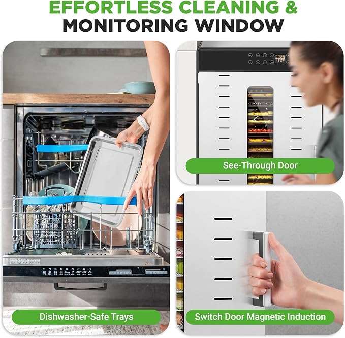NutriChef 30 Layer & 3 Chamber Commercial Food Dehydrator Machine - Stainless Steel Trays, Digital Timer and Temperature Control, Ideal for Jerky Meat, Fruit, Pet Treats, Vegetables, and Herbs