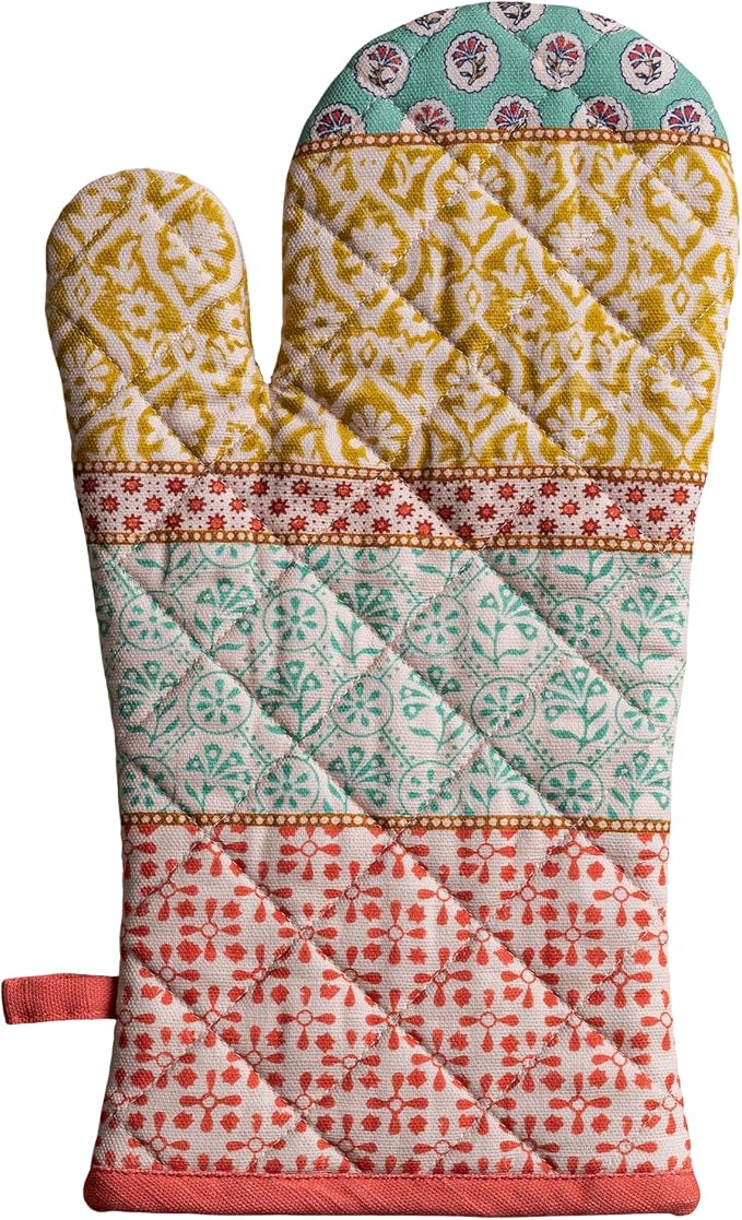 Maison d'Hermine Oven Gloves 100% Cotton Oven Mitt (7" x 13", Pack of 1) | With Loop Heat Resistant BBQ Cooking Gloves Baking Grilling Kitchen Handling Hot Pans Spring Summer - Provence
