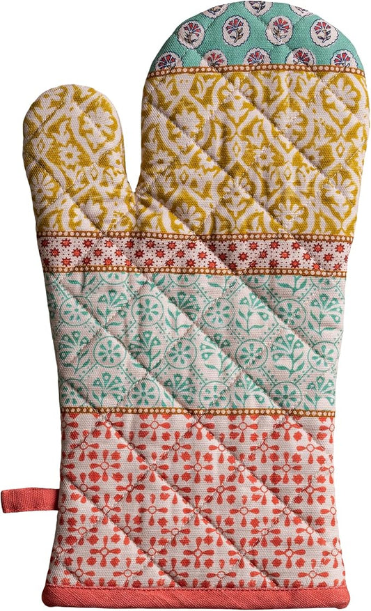 Maison d'Hermine Oven Gloves 100% Cotton Oven Mitt (7" x 13", Pack of 1) | With Loop Heat Resistant BBQ Cooking Gloves Baking Grilling Kitchen Handling Hot Pans Spring Summer - Provence
