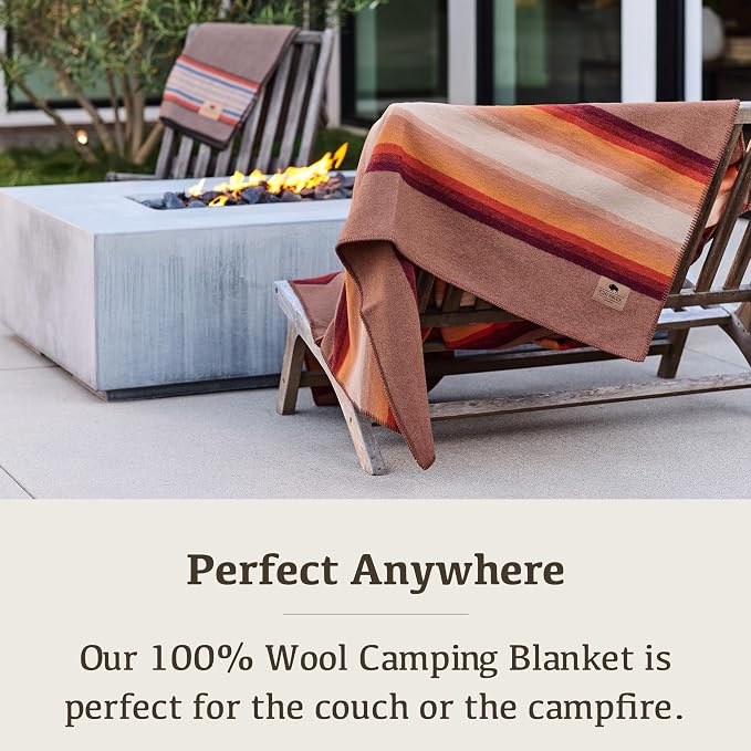 Chubbuck 100% Wool Blanket Camping (60" x 84") - Large Warm Blankets for Camping, Emergency, Outdoor Concerts and Home Use - Fire Retardant Blanket, Soft and Warm Blankets for Winter (Bronco)