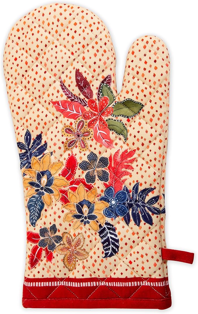 Maison d'Hermine Oven Gloves 100% Cotton Oven Mitt (7" x 13", Pack of 1) | With Loop Heat Resistant BBQ Cooking Gloves Baking Kitchen Handling Hot Pans Thanksgiving Christmas - Kalahari