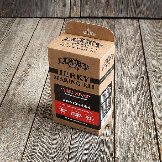 Lucky Jerky The Heat DIY Beef Jerky Seasoning and Cure Kit, 12 Oz | Make Your Own The Heat Beef Jerky at Home, Bold Pepper Forward Flavor, Seasons 20 lbs of Meat