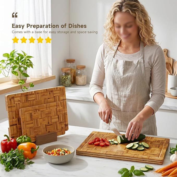 Large Cutting Board Set,Bamboo Wood Cutting Boards For Kitchen,3 Packs | Chopping Board With Juice Groove, For Butcher Block,Vegetables,Fruits And Cheese