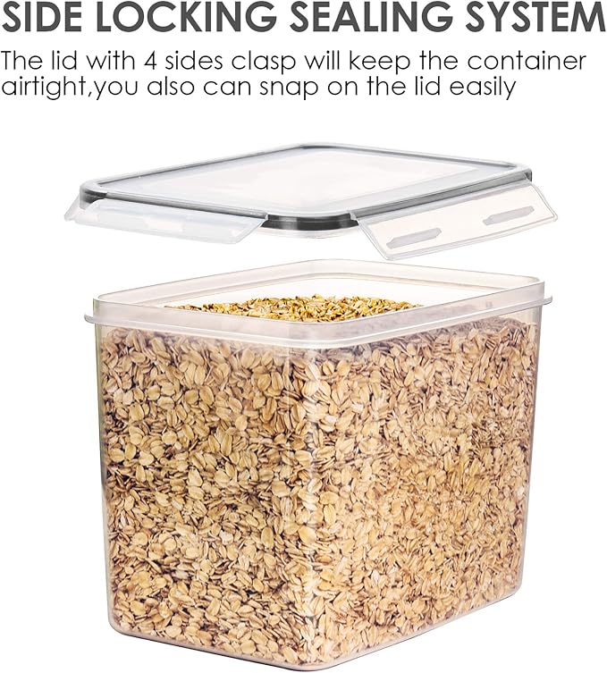 Vtopmart Airtight Food Storage Containers 6 Pieces - Plastic BPA Free Kitchen Pantry Storage Containers for Sugar,Flour and Baking Supplies - Dishwasher Safe - Include 24 Labels, Black | Airtight Containers, Sugar Flour & Baking Supplies Storage, Dishw...