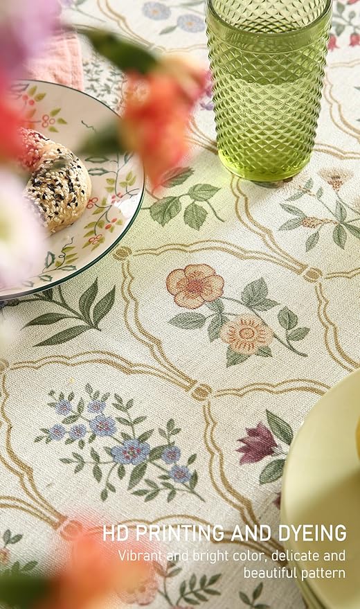 ISAENNE Designer Linen Square Tablecloth,Western Colorful Floral Indoor Table Cloth,Fall Wrinkle Resistant Decor Tablecloths for Dining Thanksgiving Kitchen Christmas,67"*67"-Serenity B