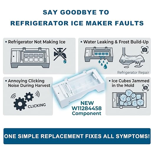 W11284458 Ice Maker Assembly for Whirlpool - Replacement for W11088559, EAP12584610, Fits WRS321SDH, WRS325SDH, WRS331SDH, WRS335SDH Series, Easy DIY Install in 15 Mins, Durable & Quiet Performance