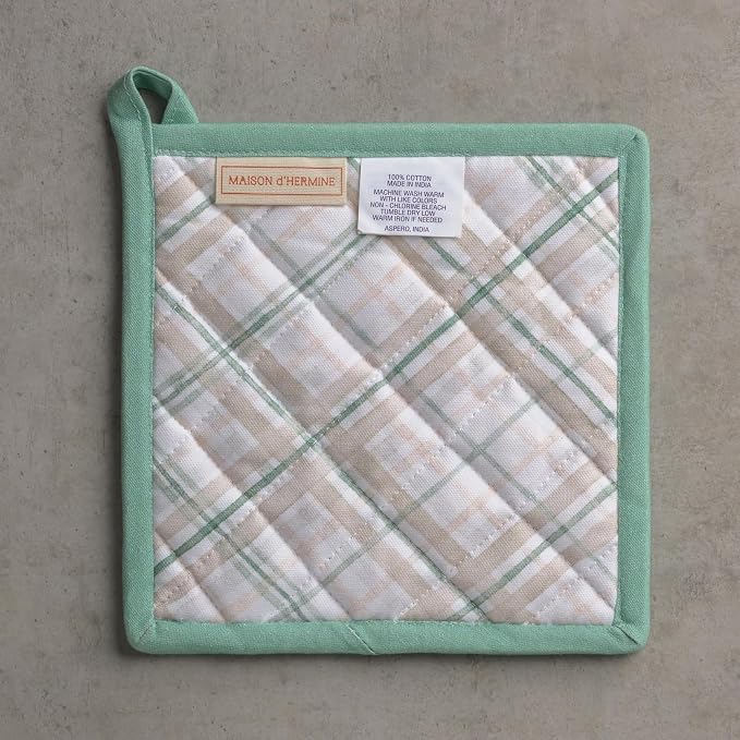 Maison d' Hermine Pot Holders 100% Cotton Potholders (8" x 8", Pack of 2) | Heat Resistant Hot Pads with Loop BBQ Cooking Baking Kitchen Handling Hot Pans Thanksgiving Christmas - Deer In The Woods