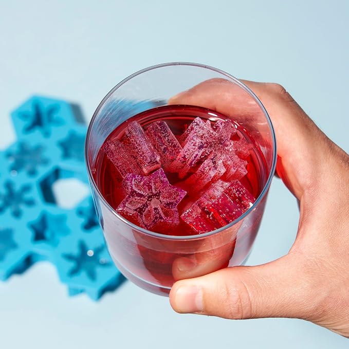 TrueZoo Snowflake Silicone Ice Cube Tray, Flexible Ice Mold for Whiskey, Cocktails, Jello Shots, Chocolates, Desserts, Crafts, Frozen Treats, Kitchen & Home Bar Gifts, Set of 1, Blue