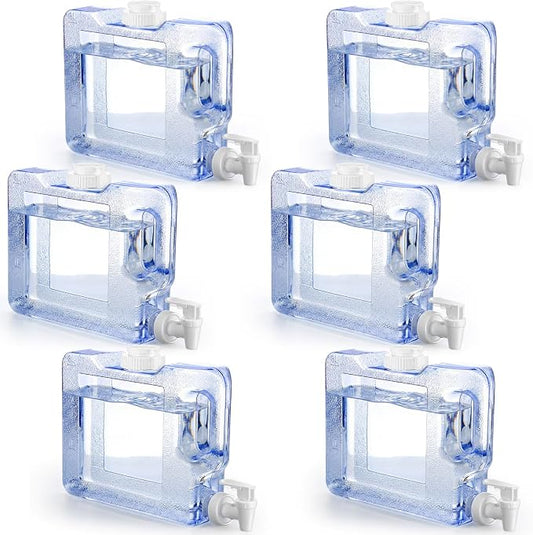 Funnymoom 6 Pcs Drink Water Dispenser for Fridge 0.8 Gallon Beverage Dispenser with Spigot Plastic Reusable Refrigerator Water Dispensers Waters Jug Container for Party Outdoors Camping Hiking Home