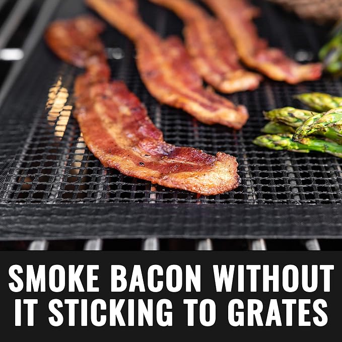Grillaholics Nonstick Mesh Grill Mats for Outdoor Grill | Set of 2 | Grill Fish, Shrimp & More | Dishwasher Safe | Grilling & Smoker Accessories