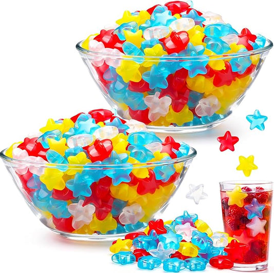 320 Pcs 10lb Reusable Ice Cubes for Drinks Plastic Ice Cube Refreezable Without Diluting Frozen to Keep Drink Cool Longer for Coffee Cocktails Whiskey Wine Bar Party Camping (Star,Colorful)