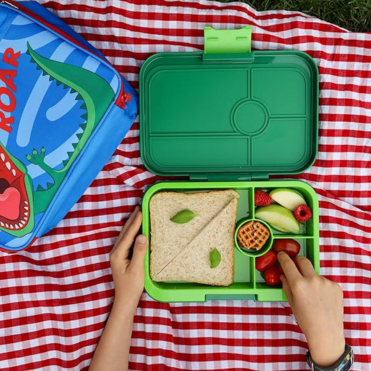 Yumbox Tapas Bento Lunch Box – Leakproof & Reusable Food Container for Adults, Teens & Kids – 4-Compartment Tray – Palm Green Lime – BPA-Free & Easy to Clean – Ideal for Work, School & Travel