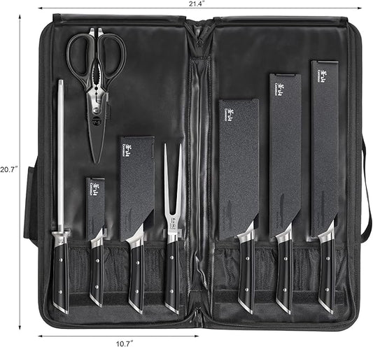 Cangshan HELENA Series German Steel Forged BBQ Knife Set (Black, 9-Piece Bag Set)