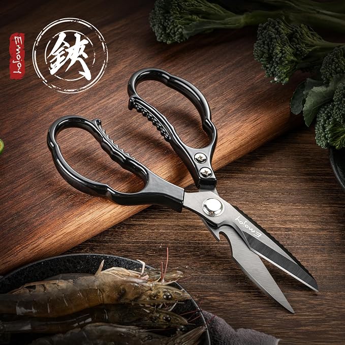 Kitchen Shears for Food, Titanium Kitchen Scissors All Purpose, Japanese 5Cr15MoV Steel Heavy Duty Blades for Meat, Herbs & Poultry, Dishwasher Safe
