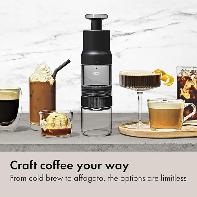 OXO Brew Rapid Brewer - Portable Coffee Maker, Fast Manual Hot & Cold Brew, Small Handheld Brewer, Compact Travel Coffee Maker