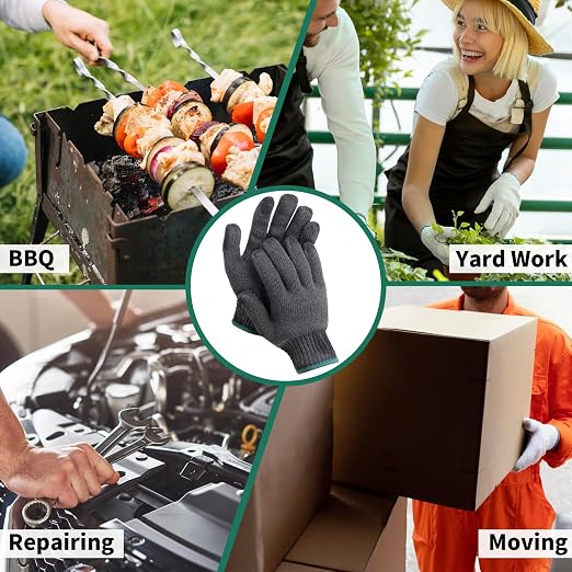 12 Pairs Dark Grey Gloves Men Women, Large Field Dressing Gloves for BBQ, Grilling, Oven, Heat Resistant, Mechanics, Welding, Gardening, Bulk