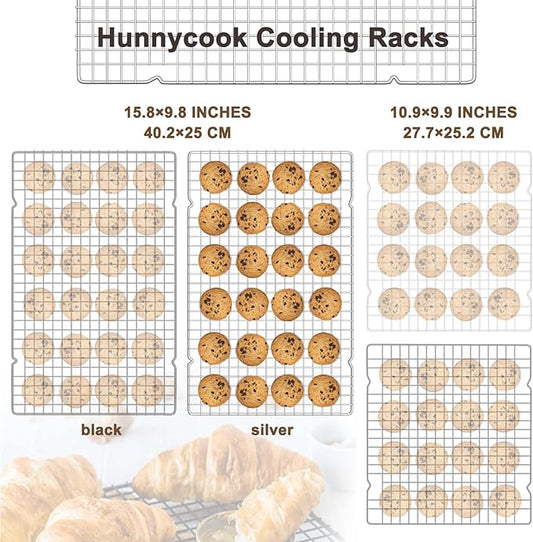 15.8”×9.8” Cooling Rack, 3P Stainless Steel Baking Rack, Oven Safe Cooling Racks for Cooking and Baking, Silver Roasting Rack & Wire Rack & Cookie Cooling Rack for Roasting, Grilling, Drying