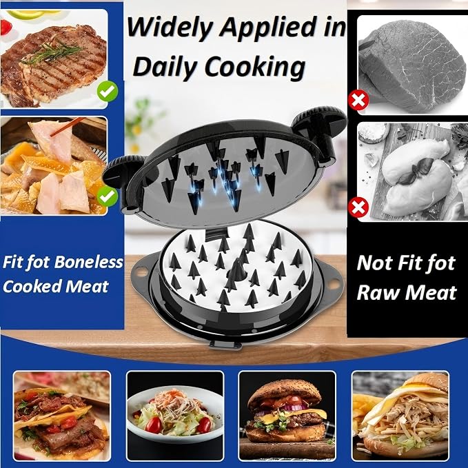 Chicken Shredder Tool Twist Pro - Large Meat Shredder for Chicken Breast, Pulled Pork, Beef with Upgraded Stainless Steel Spikes Wall Mounted Design BPA-Free Kitchen Essentials Gadgets (Black/Black)