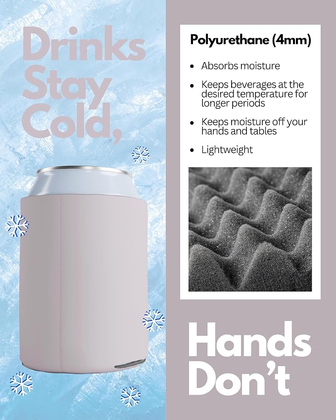 PartyPrints 25 Pack Blush Blank Can Cooler Sleeves, Customizable Bulk Insulated Foam for Beer, Collapsible Plain Drink Holder, Cold Soda Insulator, 12oz Regular, 16oz Tall Cans