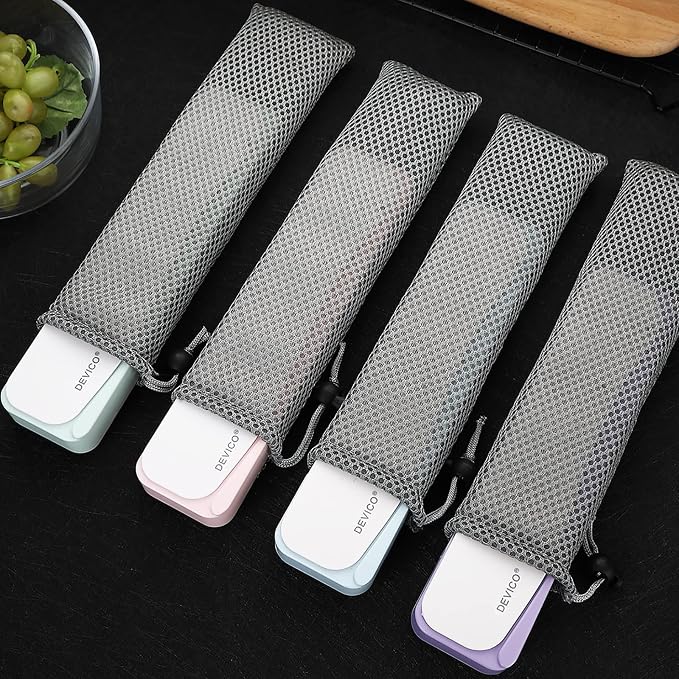 DEVICO Travel Utensils With Case, 18/8 Stainless Steel Camping Utensils, Reusable Portable Silverware Cutlery Set For Lunch Box, Include Fork Spoon Chopsticks (Light Blue)
