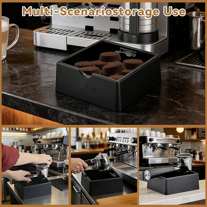 Silicone Espresso Knock Box, Durable Barista Knock Box for Coffee Grounds | Quiet Non-Slip Coffee Puck Bin, Universal Countertop Espresso Accessories, High Capacity, Large-Opening Design