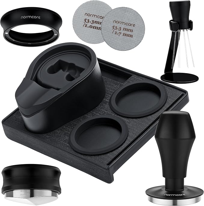 Normcore Espresso Tamping Station, 51mm 54mm Compact Tamping Station, Barista Corner Tamping Mat With Portafilter Stand, Coffee Tamper Holder Pad, Black