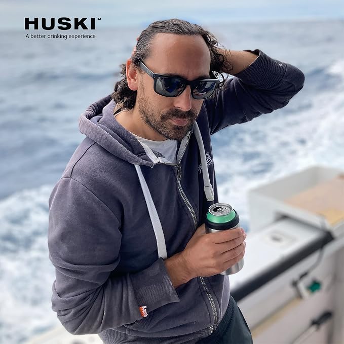 Huski Beer Cooler 2.0 | NEW | Premium Can and Bottle Holder | Triple Insulated Marine Grade Stainless Steel | Detachable 3-in-1 Opener | Works as a Tumbler | Best Gifts for Beer Lovers (Stone Grey)