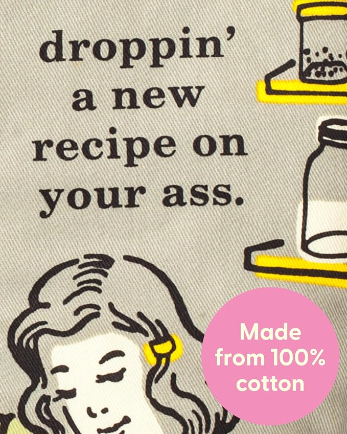 Blue Q Droppin' a New Recipe on Your Ass Funny & Cute Oven Mitts, Home Kitchen Gifts, Cooking Accessories, Super-Insulated Quilting, Natural-Fitting Shape, Pot Holders, 100% Cotton, Size 12.5"Lx7.5"W