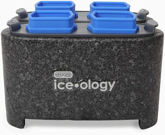 Dexas ice•ology Silicone Clear Ice Maker Tray for Crystal Clear Craft Cocktail Ice, 4 Count Square Cube Tray