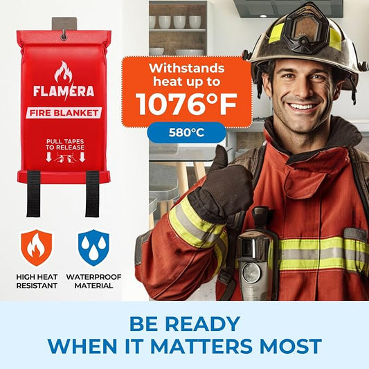 Emergency Fire Blanket for Home and Kitchen (4-Pack) Fireproof and Fire Suppression Blanket | 40"x40" Fiberglass Fire Blankets for Home Safety, Camping, and Office - Fire Retardant Blankets for Fires