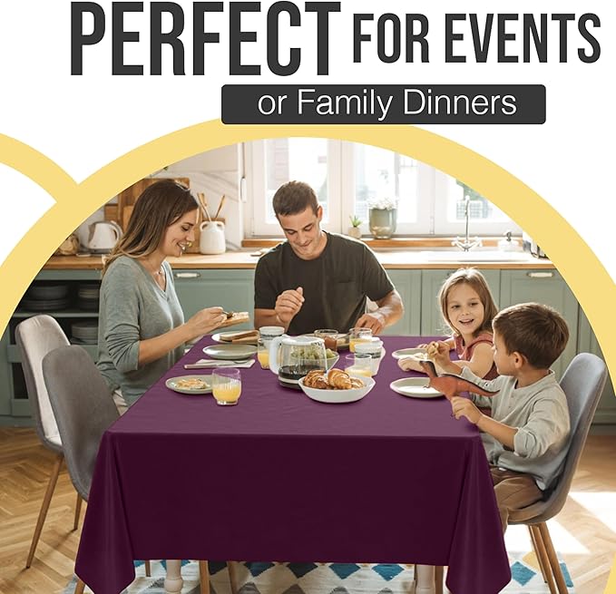 Exquisite 66% Thicker Premium Plastic Table Cloth Rectangle Table Cover 0.5 Mil 12 Pack Plum Table Cloth 54 Inch x 108 Inch Disposable Tablecloth Won't Tear Easily Like Cheap Thin Brands