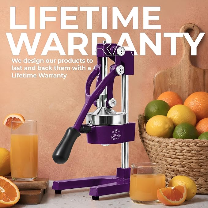 Zulay Kitchen Cast Iron Juicer - Heavy Duty Manual Juicer with Detachable Strainers for Easy Cleaning, Orange Juice Press for Citrus Fruits, Perfect for Bartenders, Juice Lovers & Health Enthusiasts