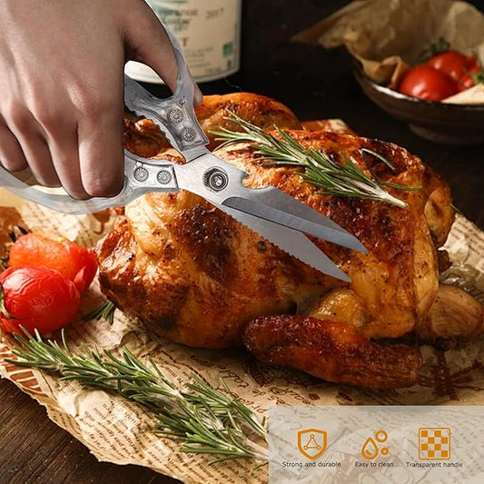 Heavy Duty Sharp Kitchen Scissors, Dishwasher Safe, Cooking Shears for Meat, Chicken, Fish, Poultry, Herb, Bread (Blade Gold)